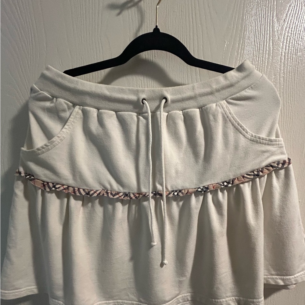 Women's Cream Drawstring Ruffle Skirt